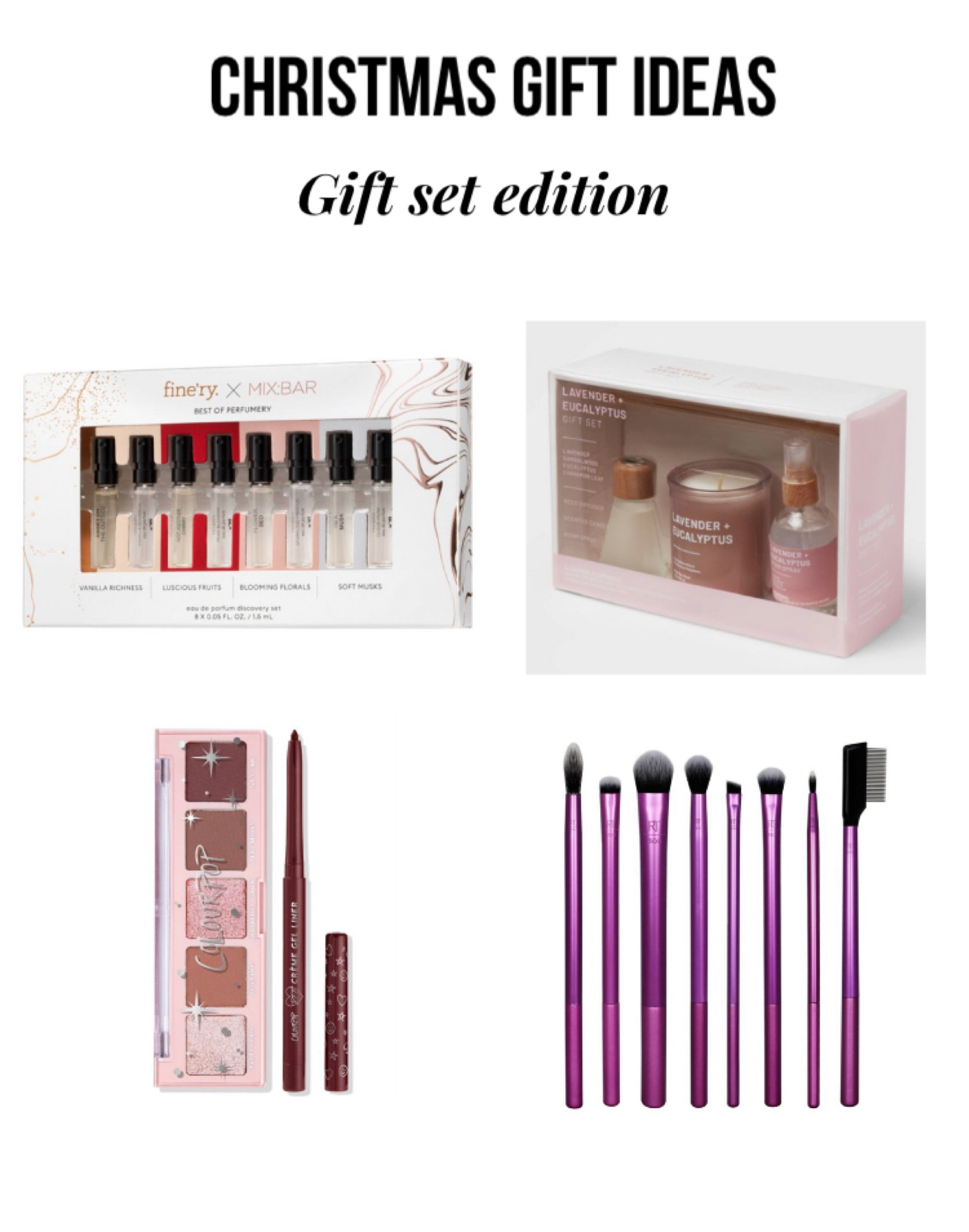 Gift set ideas for last minute Christmas gifts!!🎄🎁✨ #lastminutechristmasgift #giftsets #giftideas #gifts #beautysets #perfumesets #candlesets #makeupgiftsets #makeupbrushgiftsets

#LTKGiftGuide #LTKHoliday #LTKbeauty