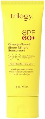 Trilogy SPF 60+ Omega-Boost Sunscreen, Natural, Broad Spectrum Protection for Daily Use with Rose... | Amazon (US)