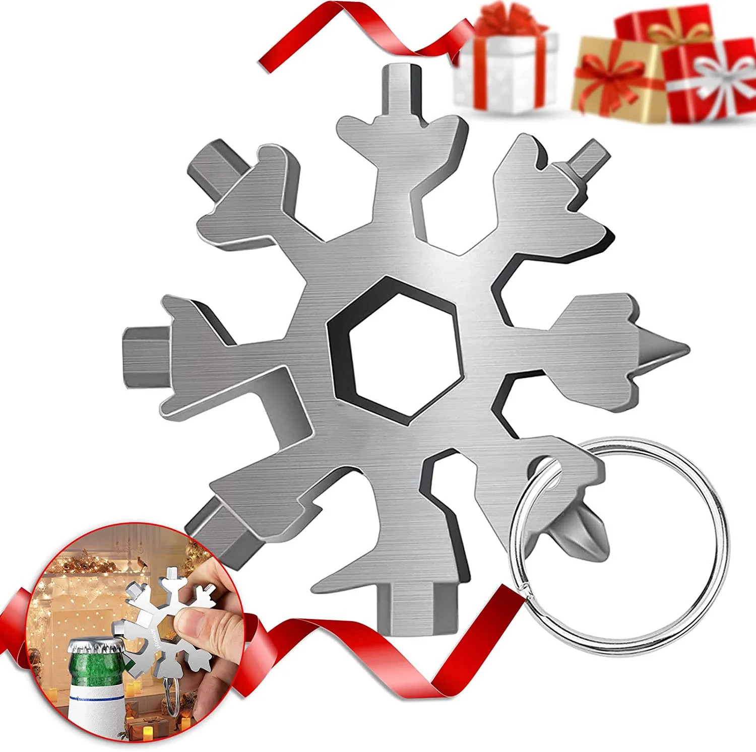 Snowflake Multi Tool, Stainless Steel 18-in-1 Snowflake Tool Christmas Stocking Stuffers for Men ... | Walmart (US)
