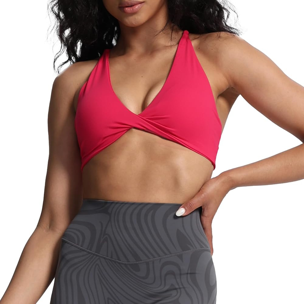 Aoxjox Women's Workout Sports Bras Fitness Backless Padded Sienna Low Impact Bra Yoga Crop Tank T... | Amazon (US)