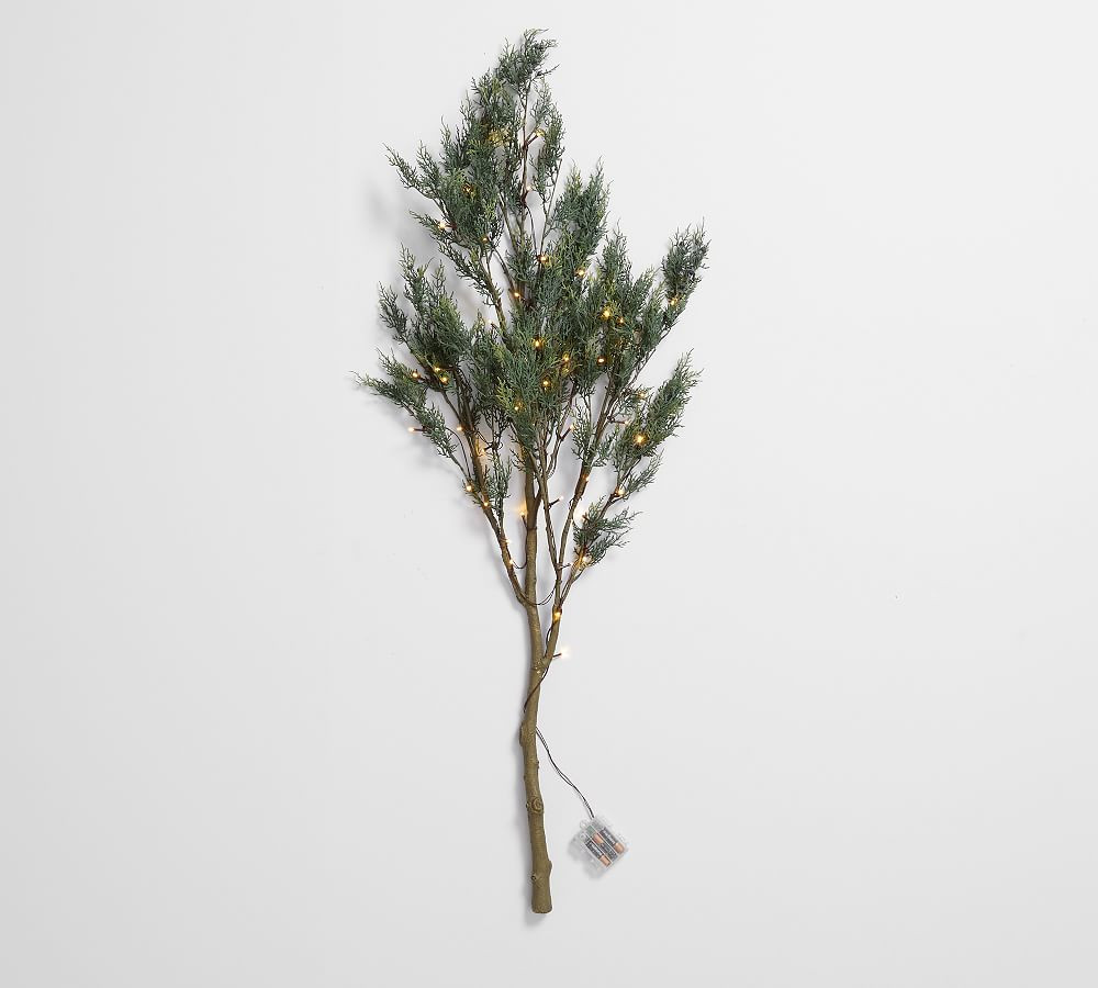 Lit Faux Juniper Branch | Pottery Barn (US)
