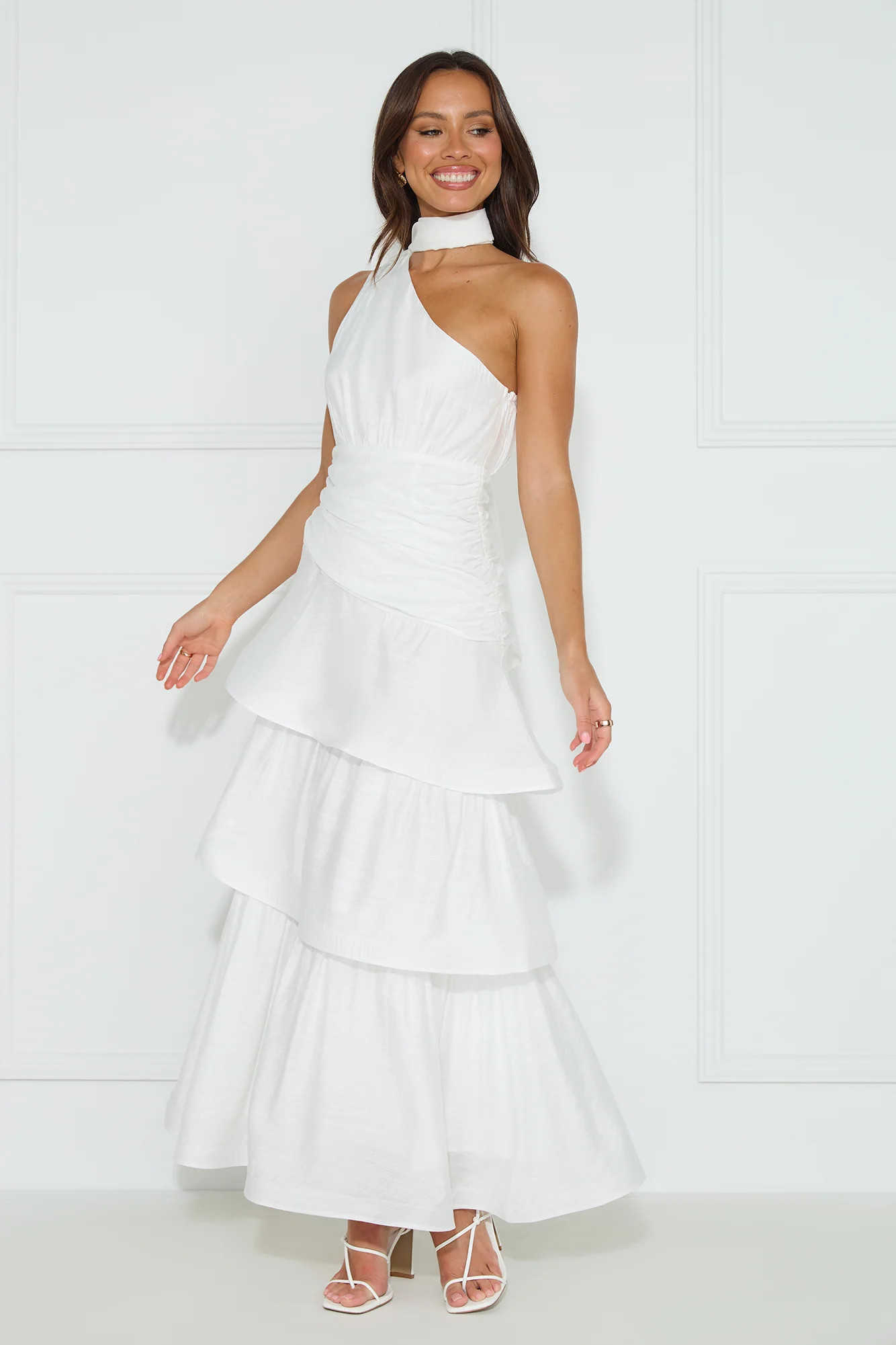 Cara One Shoulder Maxi Dress White | Hello Molly (US)
