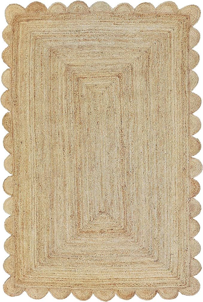 Scalloped Natural Jute Area Rug, Natural Color (5'X8') | Amazon (US)