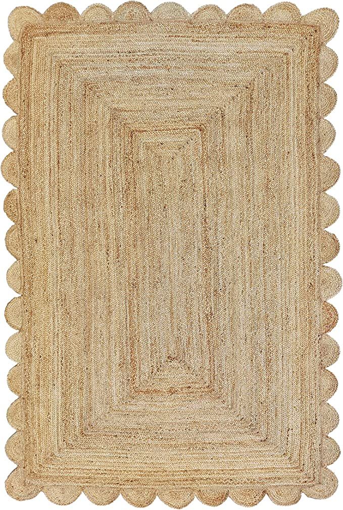 Scalloped Natural Jute Area Rug, Natural Color (6'X9') | Amazon (US)