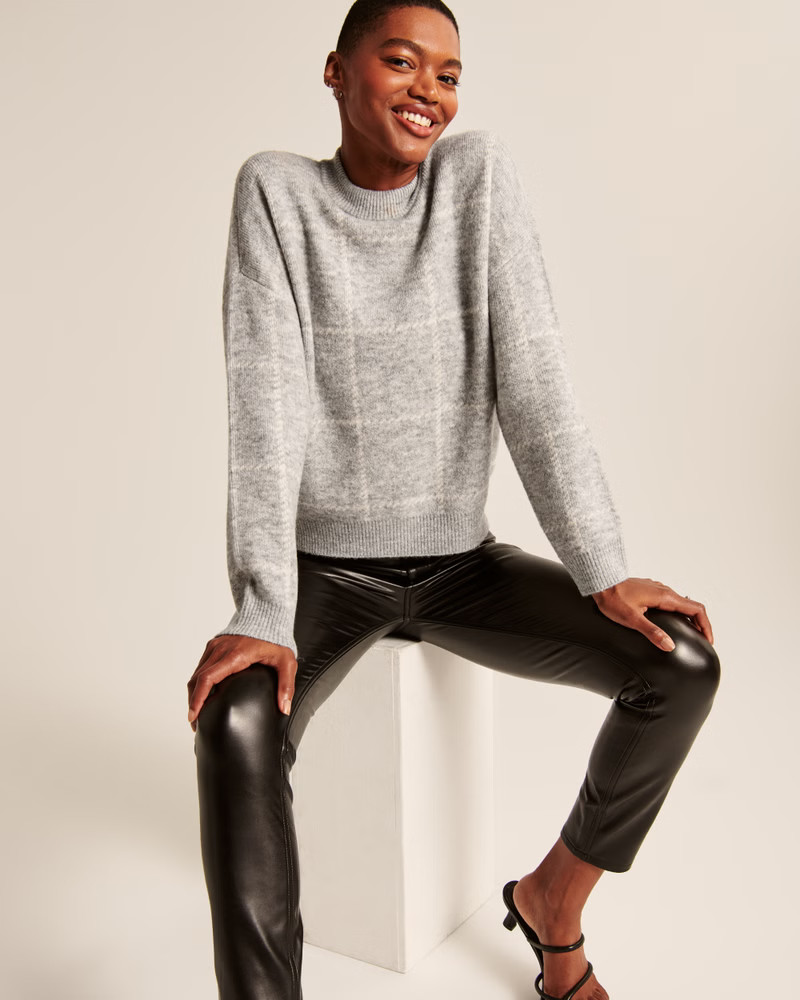 Women's Windowpane Patterned Sweater | Women's Tops | Abercrombie.com | Abercrombie & Fitch (US)