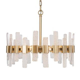 Reperio 6-Light Brass Dining Room Chandelier with Icing Glass Strips | The Home Depot