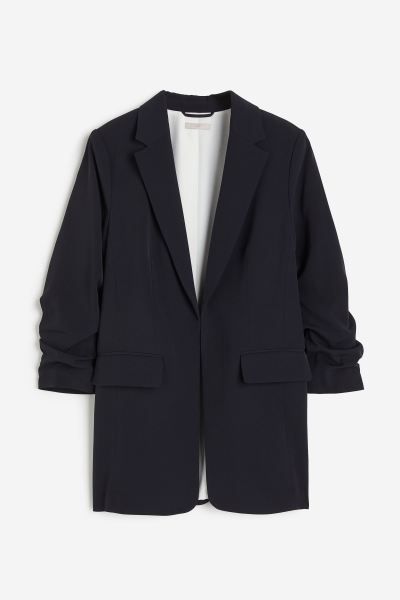 Gathered-sleeve Jacket - Navy blue - Ladies | H&M US | H&M (US + CA)