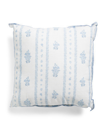20x20 Cotton Floral Stripe Garden Pillow With Whipstitch Trim | Polyester/Cotton | Marshalls