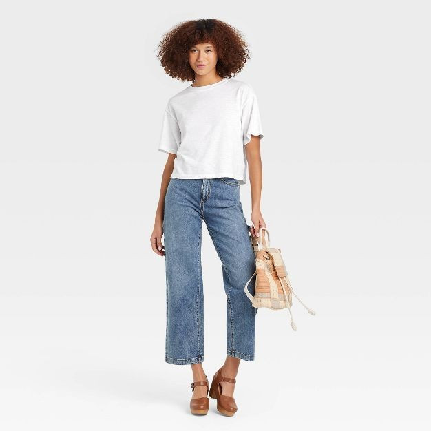 Women's Short Sleeve Boxy T-Shirt - Universal Thread™ White L | Target