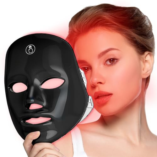 SUERBEATY Red Light Mask For Face, 7-1 Colors Red Light Face Mask, Facial Skincare At Home, Cordless, Portable and Rechargeable,Black | Amazon (US)