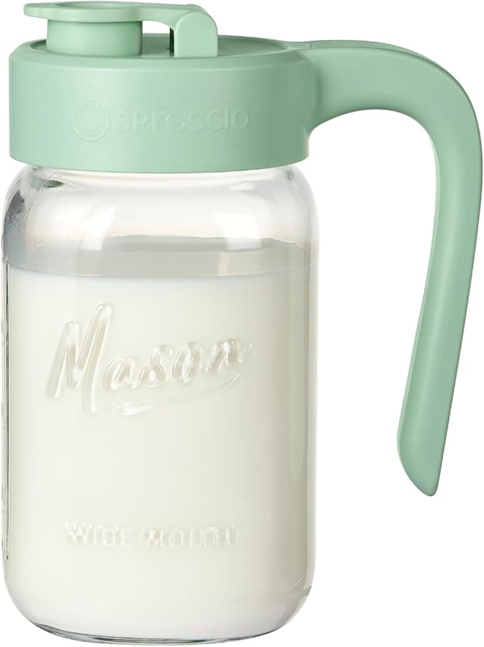32 oz Glass Pitcher with Lid, 1 Quart Mason Jar Pitcher with Lid Airtight, Breast Milk Storage fo... | Amazon (US)