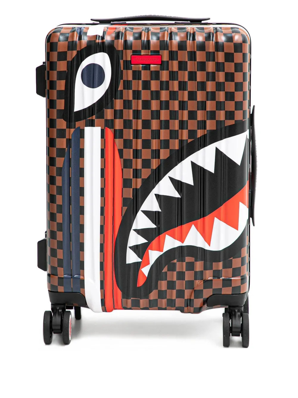 Sprayground small Machine Francaise check-pattern luggage - Brown | Farfetch Global
