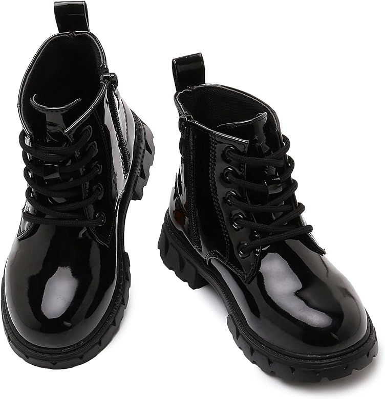 kkdom Boys Girls Waterproof Lace Up Side Zipper Ankle Combat Boots(Toddler/Little Kid/Big Kid) | Amazon (US)