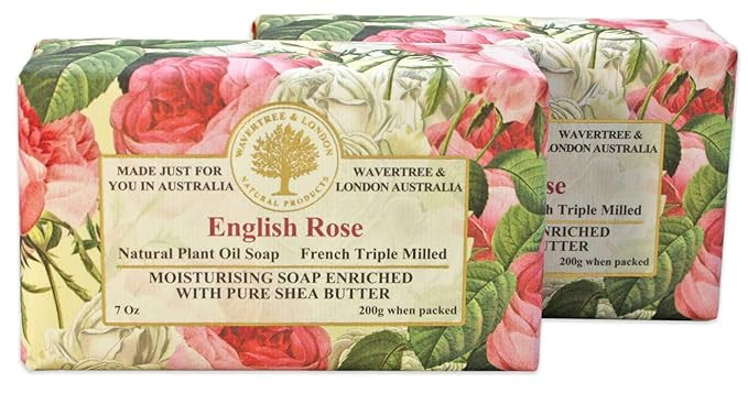 Wavertree & London English Rose (2 Bars), 7oz Moisturizing Natural Soap Bar, French -Milled and e... | Amazon (US)