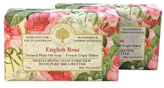 Wavertree & London English Rose (2 Bars), 7oz Moisturizing Natural Soap Bar, French -Milled and e... | Amazon (US)
