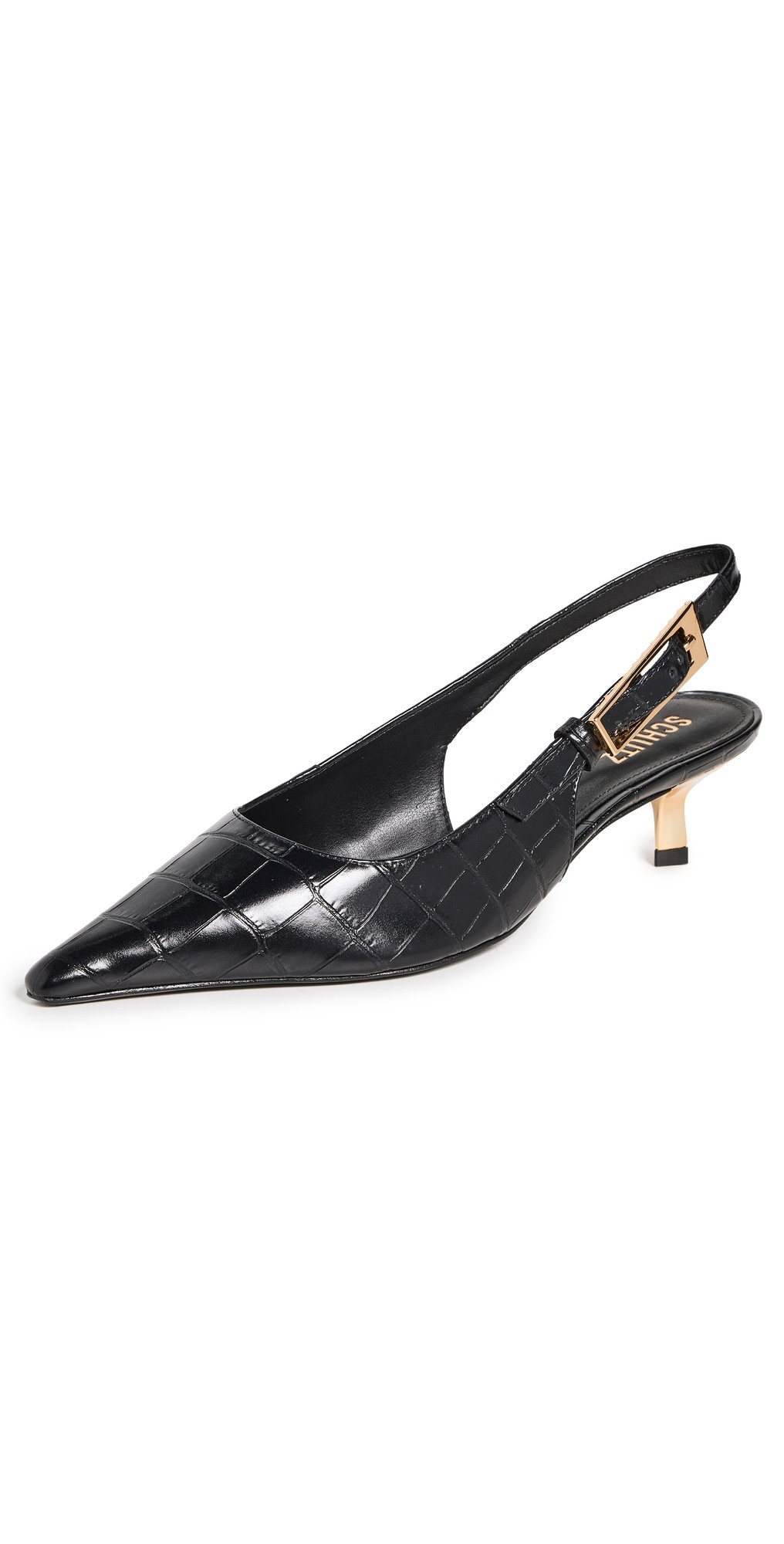 Schutz Lana Croco Slingback Pumps Black 8.5 | Shopbop
