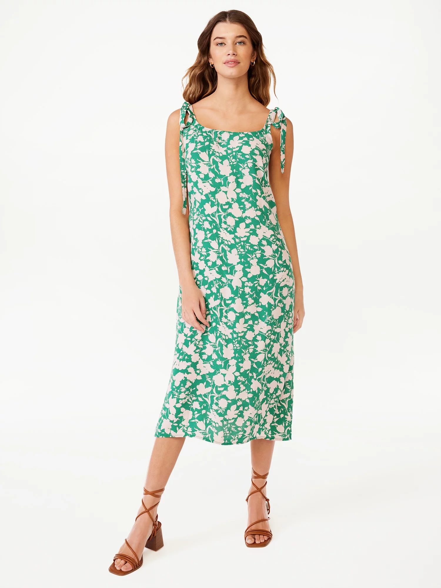 Free Assembly Women's Sleeveless Tie Shoulder Midi Slip Dress, Summer Dress Cotton Dress #LTKU  | Walmart (US)