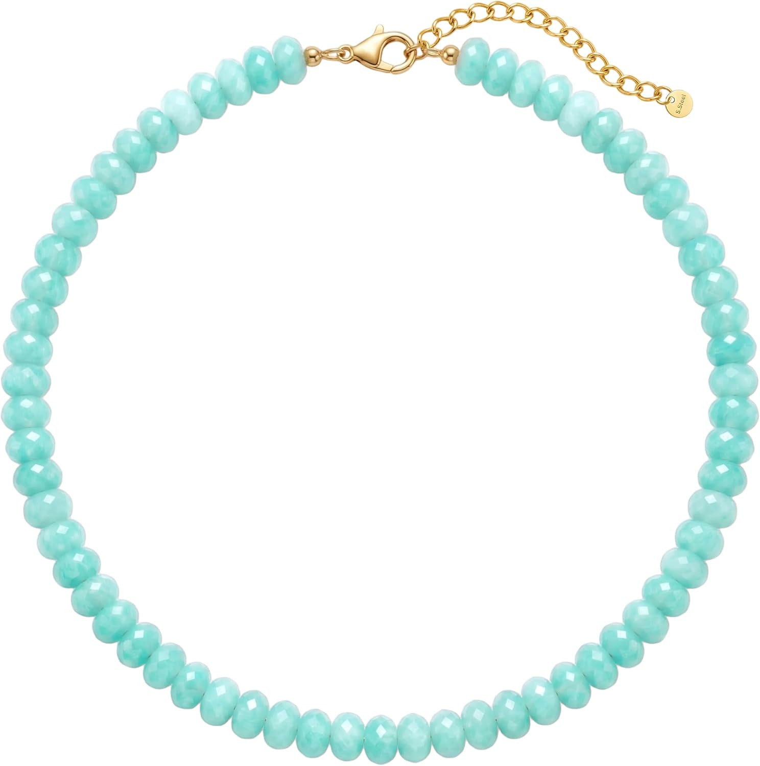 Gemstone Beaded Necklace for Women Colorful Natural Stone Freshwater Pearl Surfer Beach Rainbow Necklace Jewelry Gift | Amazon (US)