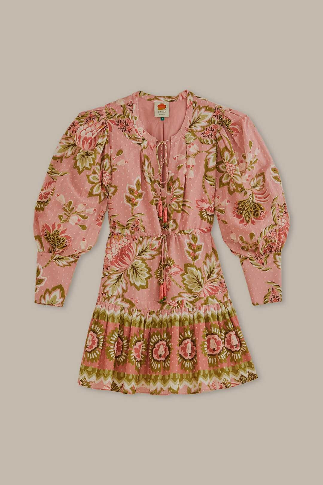 Soft Pink Aura Floral Mini Dress | FarmRio (US)