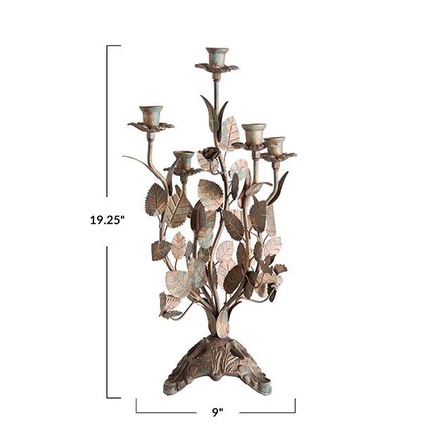 Decorative Metal Taper Candle Holder | Antique Farm House