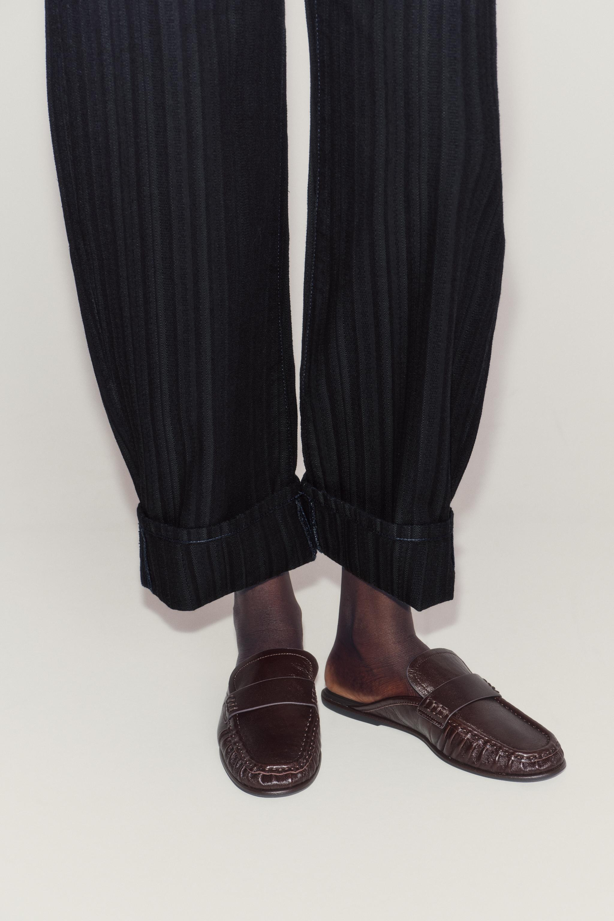 LEATHER SLINGBACK LOAFERS | Zara US