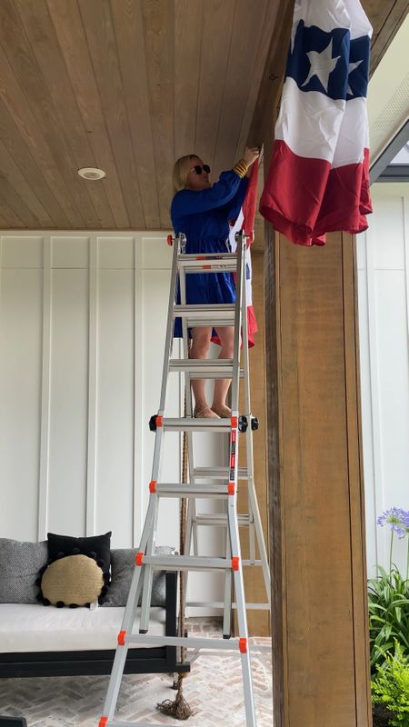 This ladder with adjustable ratchet system has been such a game changer for our home! It works on uneven surfaces - even stairs! I have the 26’ but will link all sizes below. 

Porch / Memorial Day / Labor Day / 4th of July / july 4th / patio furniture / porch decor 

#LTKSeasonal #LTKVideo #LTKHome