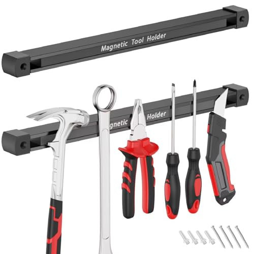 BEILITEMAG Double Sided Magnetic Tool Holder, 12 Inch Magnetic Tool Bar, Heavy Duty Wall Mount Strip with Ultra Strong Magnet for Garage, Workshop, Jobsite, Shed and Kitchen (2 Pack) | Amazon (US)