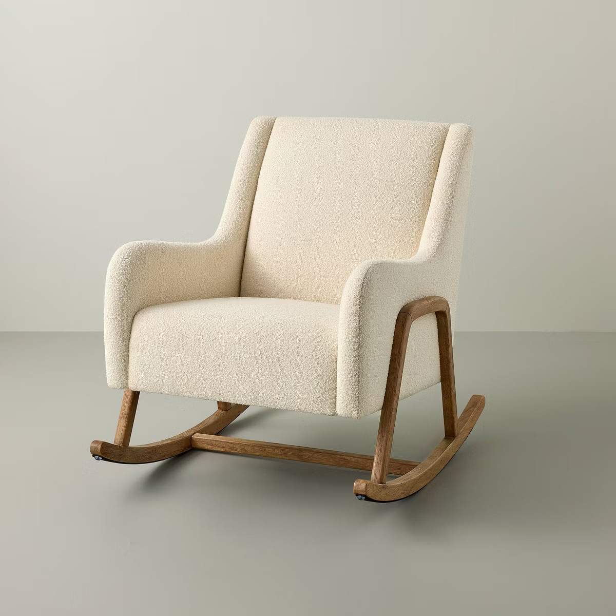 Boucle Upholstered Nursery Rocking Chair Oak/Cream - Hearth & Hand™ with Magnolia | Target