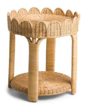 Scalloped Rattan Side Table | Coastal | Marshalls | Marshalls