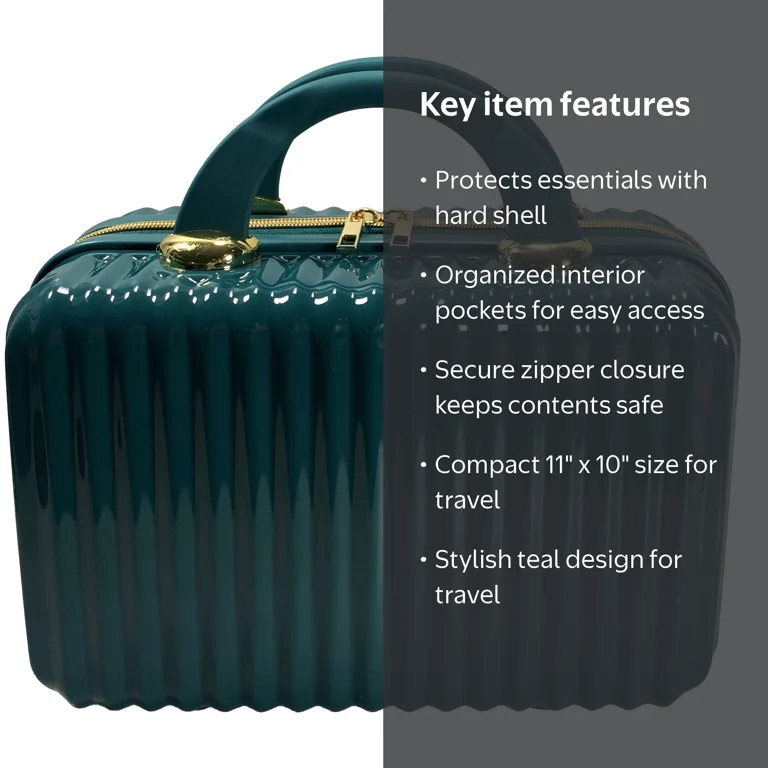 Hard Shell Cosmetic Travel Case, Teal | Walmart (US)