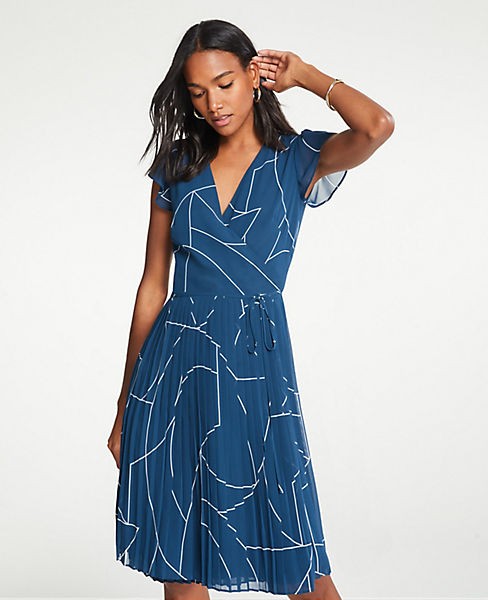 Geo Chiffon Wrap Dress | Ann Taylor (US)