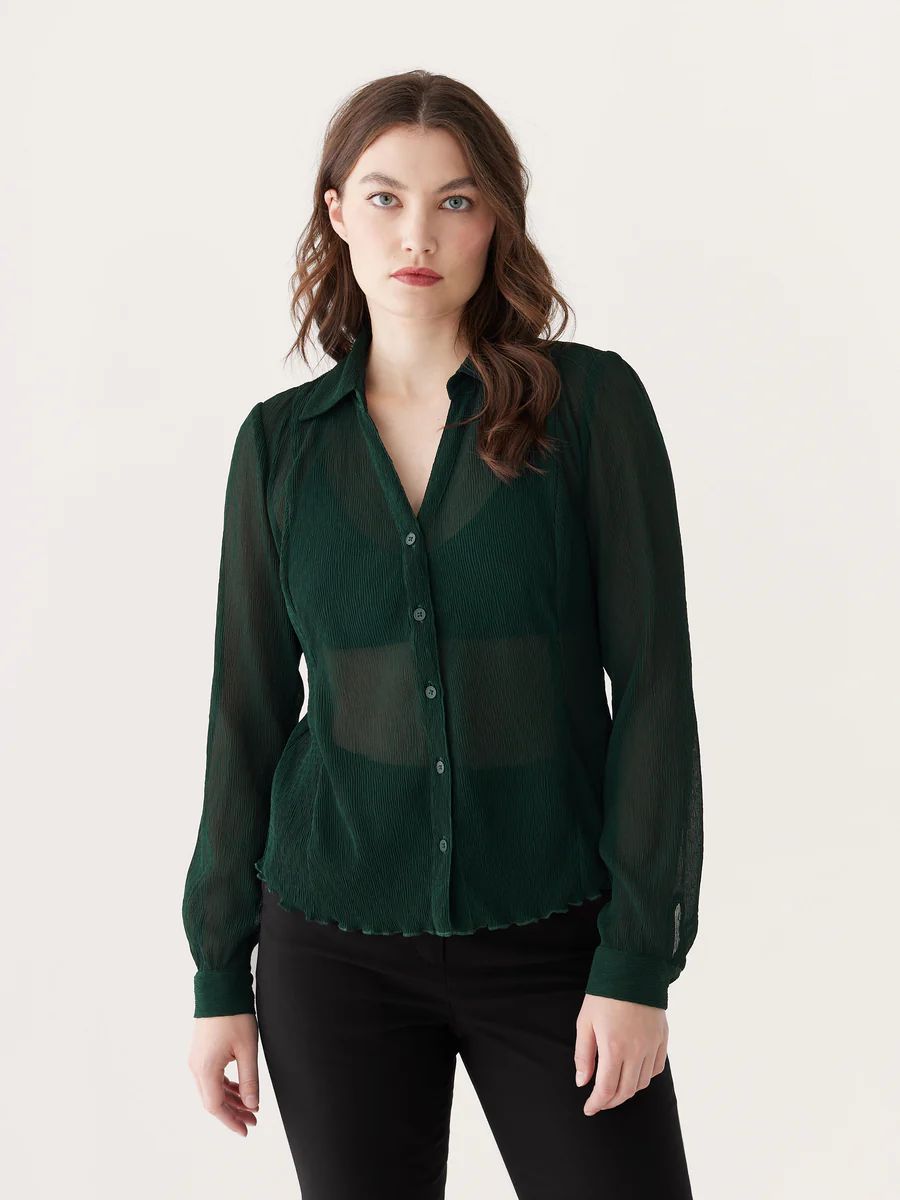 The Textured Sheer Blouse in Forest Green | Frank And Oak