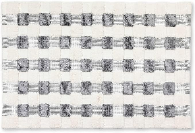 MACKENZIE-CHILDS Bath Rug, Bath Mat for Bathroom Use, Cotton Rug, Sterling-and-White Texture Chec... | Amazon (US)