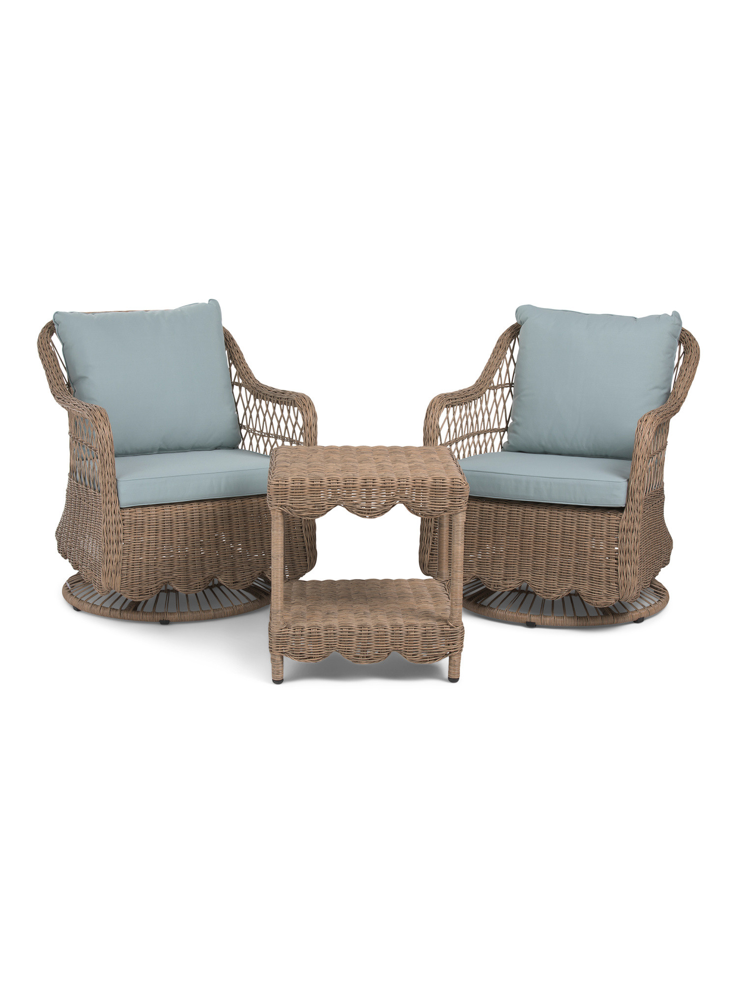 3pc Outdoor Scalloped Accent Chairs And Table Set | TJ Maxx