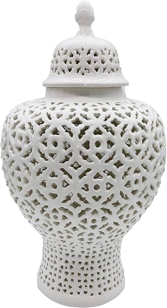 Galt International 23” Lattice Ginger Jar with Lid - Beautiful Table Decor for Home - Intricate... | Amazon (US)