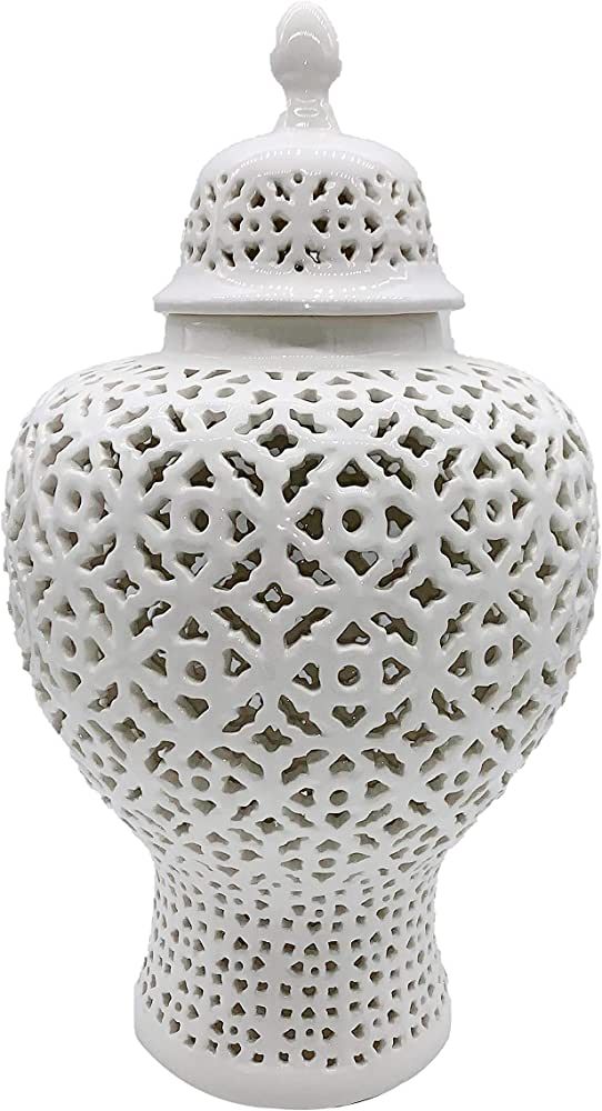 Galt International 23” Lattice Ginger Jar with Lid - Beautiful Table Decor for Home - Intricate... | Amazon (US)