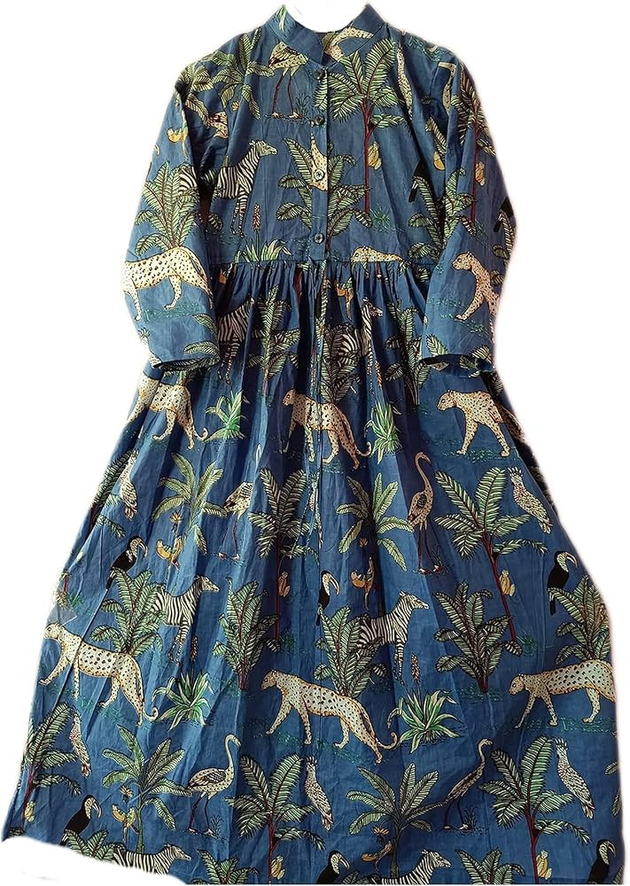 Dress for Women's Block Print Indian Cotton Dress Hand Block Print Designer Print Long Dress by R... | Amazon (US)