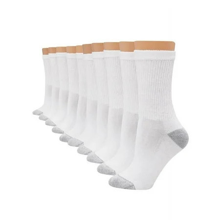 Hanes Women's Athletic Crew Socks, Full Sole Cushion, 10-Pairs White 5-9 | Walmart (US)