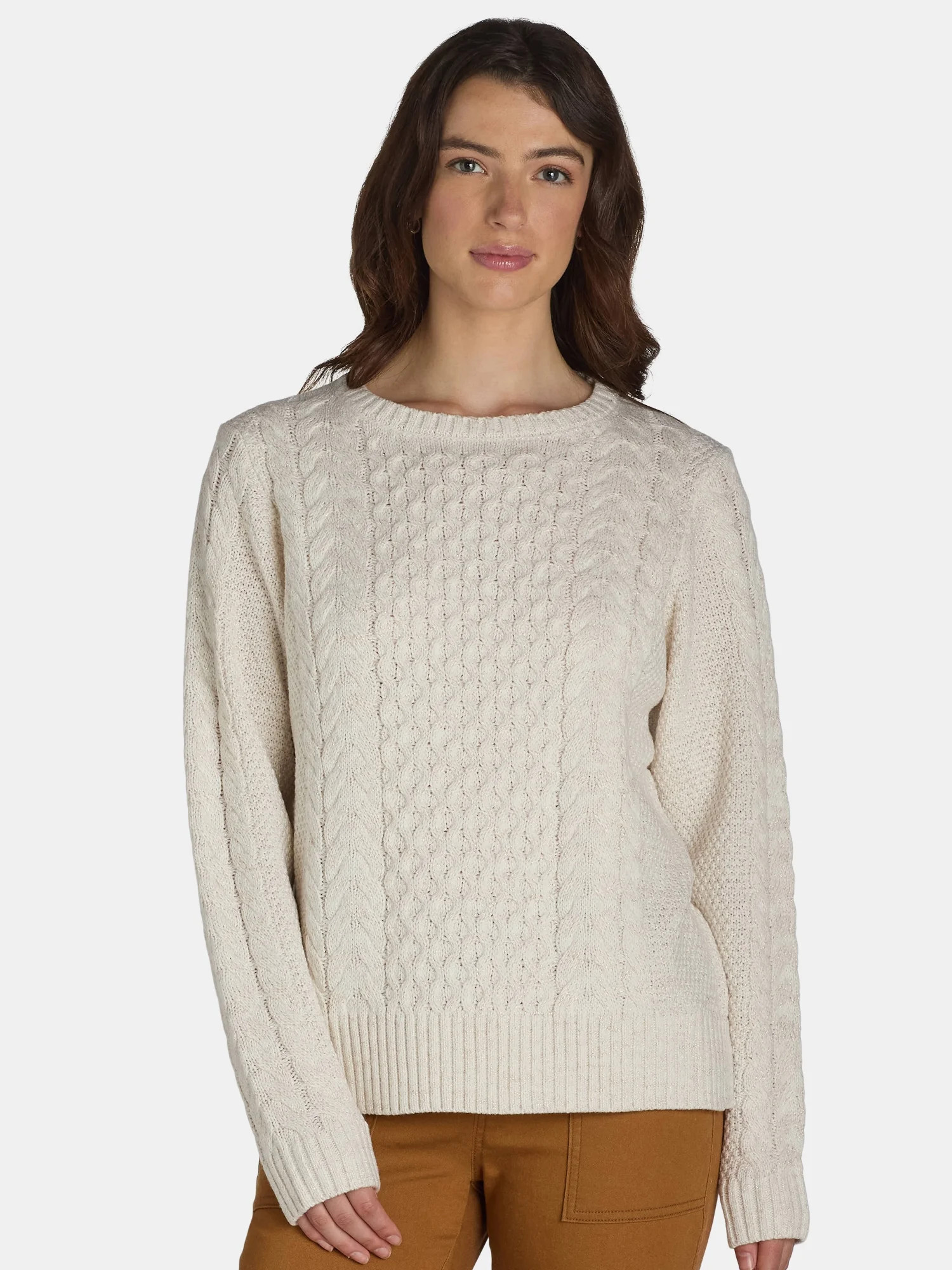 Time and Tru Women's Lurex Sweater with Long Sleeves, Midweight, Sizes XS-XXXL | Walmart (US)