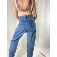 Vtg/31 32"" 80S Lee Tapered Leg Denim Jean Women's Medium 10 12 Light Wash Pants Mom Jeans High Wais | Etsy (US)