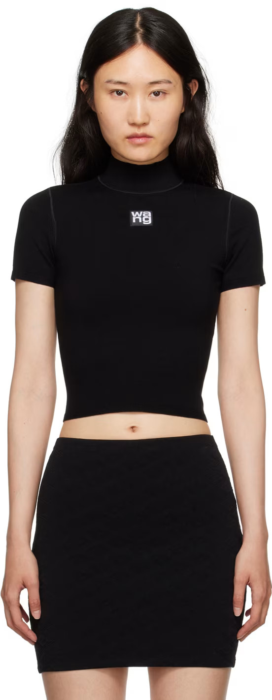 Black Mock Neck T-Shirt | SSENSE