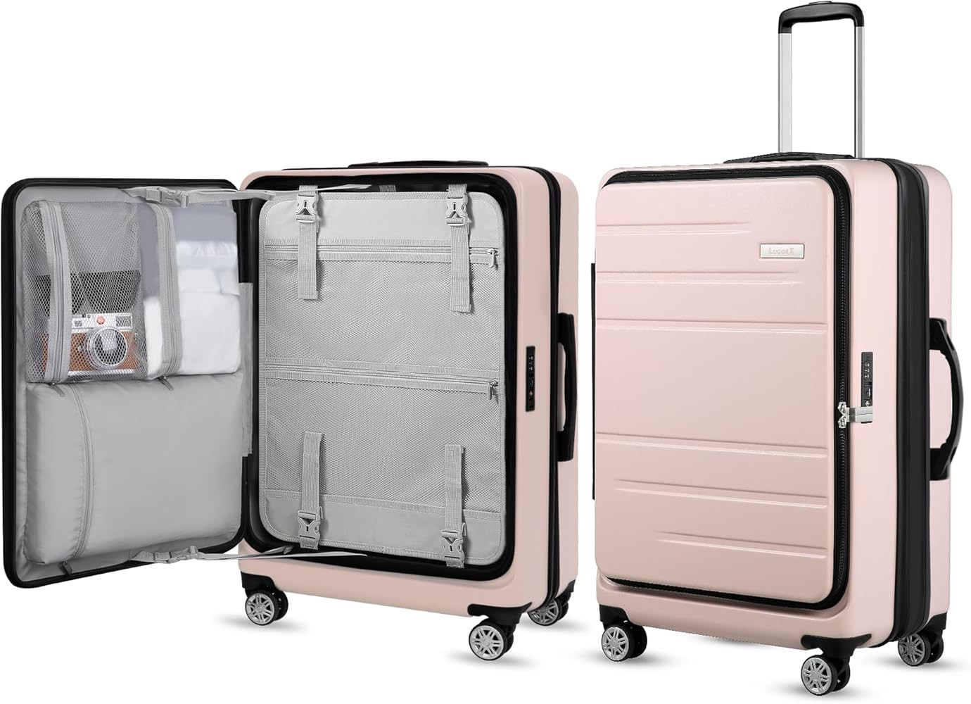 LUGGEX 26 Inch Luggage with Spinner Wheels, Expandable PC Hard Shell Checked Suitcase with Front ... | Amazon (US)