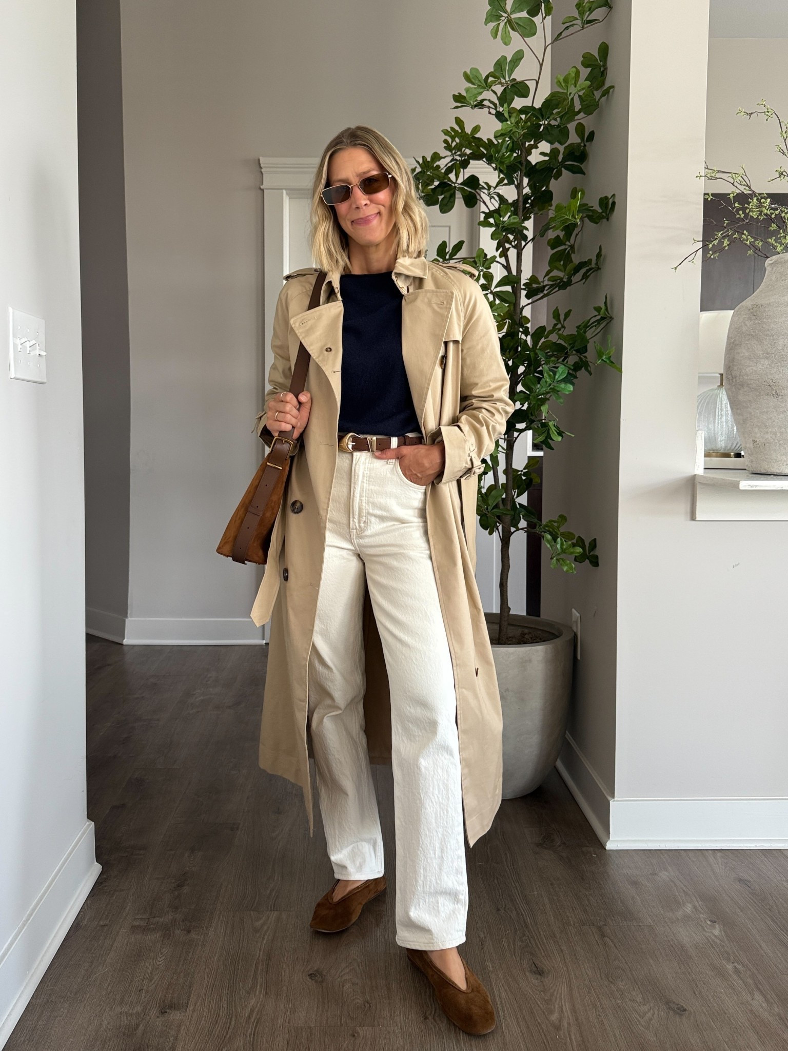 Wearing small cashmere sweater, small trench coat 

@onequince #quincepartner

#LTKOver40 #LTKFindsUnder100 #LTKStyleTip