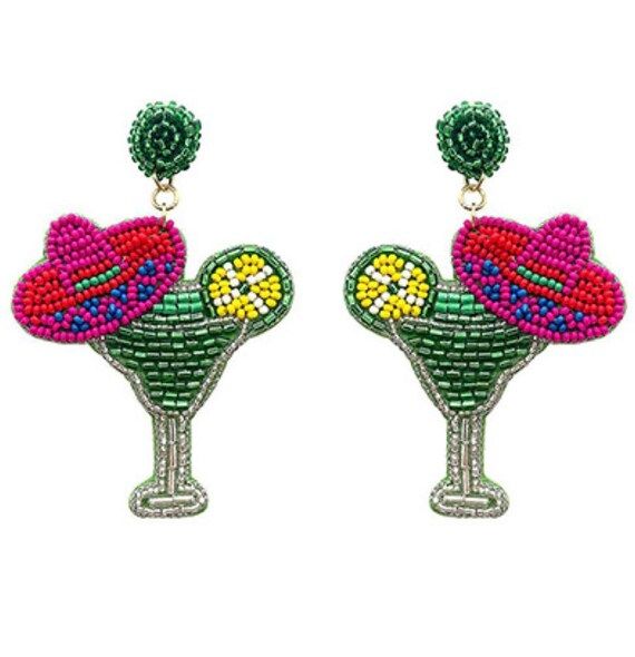 Cinco De Mayo Earrings / Margarita Sombrero Seed Bead / Fiesta | Etsy | Etsy (US)
