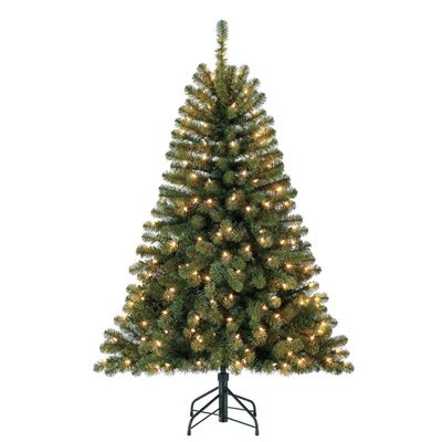 Holiday Living 5-ft Bristen Pine Pre-lit Slim Artificial Christmas Tree with 200 Constant White C... | Lowe's