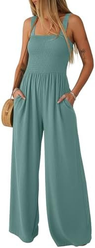 Lepunuo Women Casual One Piece Overalls Summer Wide Leg Jumpsuits | Sleeveless Pant Rompers, Boho... | Amazon (US)