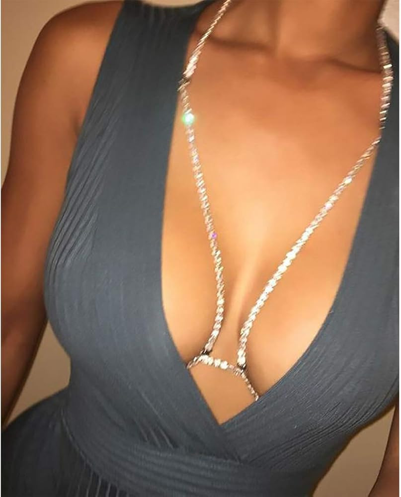 Woeoe Rhinestone Chain Bra Crystal Body Chains for Women Necklace Sexy Bikini Nightclub Body Chai... | Amazon (US)