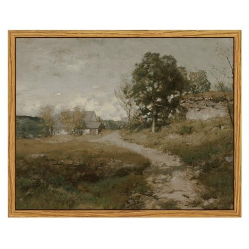 InSimSea Framed Canvas Wall Art, Vintage Outskirts Painting Prints for Farmhouse & Bedroom Decor, Small Bathroom Wall Art, 8"x10" | Amazon (US)