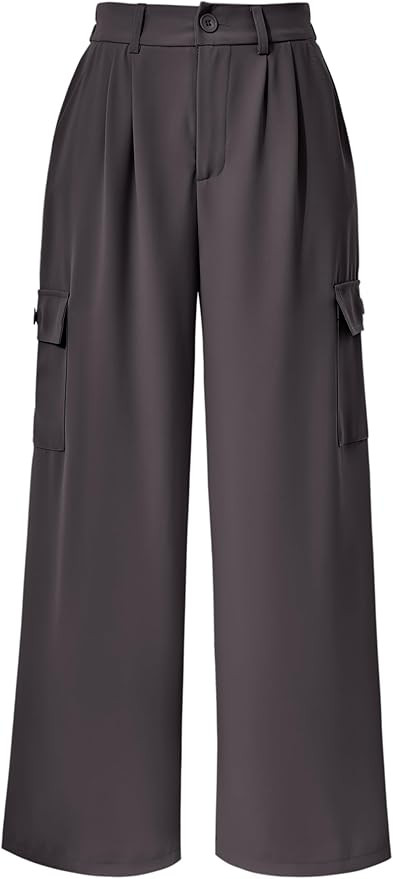 PRETTYGARDEN Women's Wide Leg Cargo Pants High Waist Business Casual Trousers Pant with Pockets | Amazon (US)