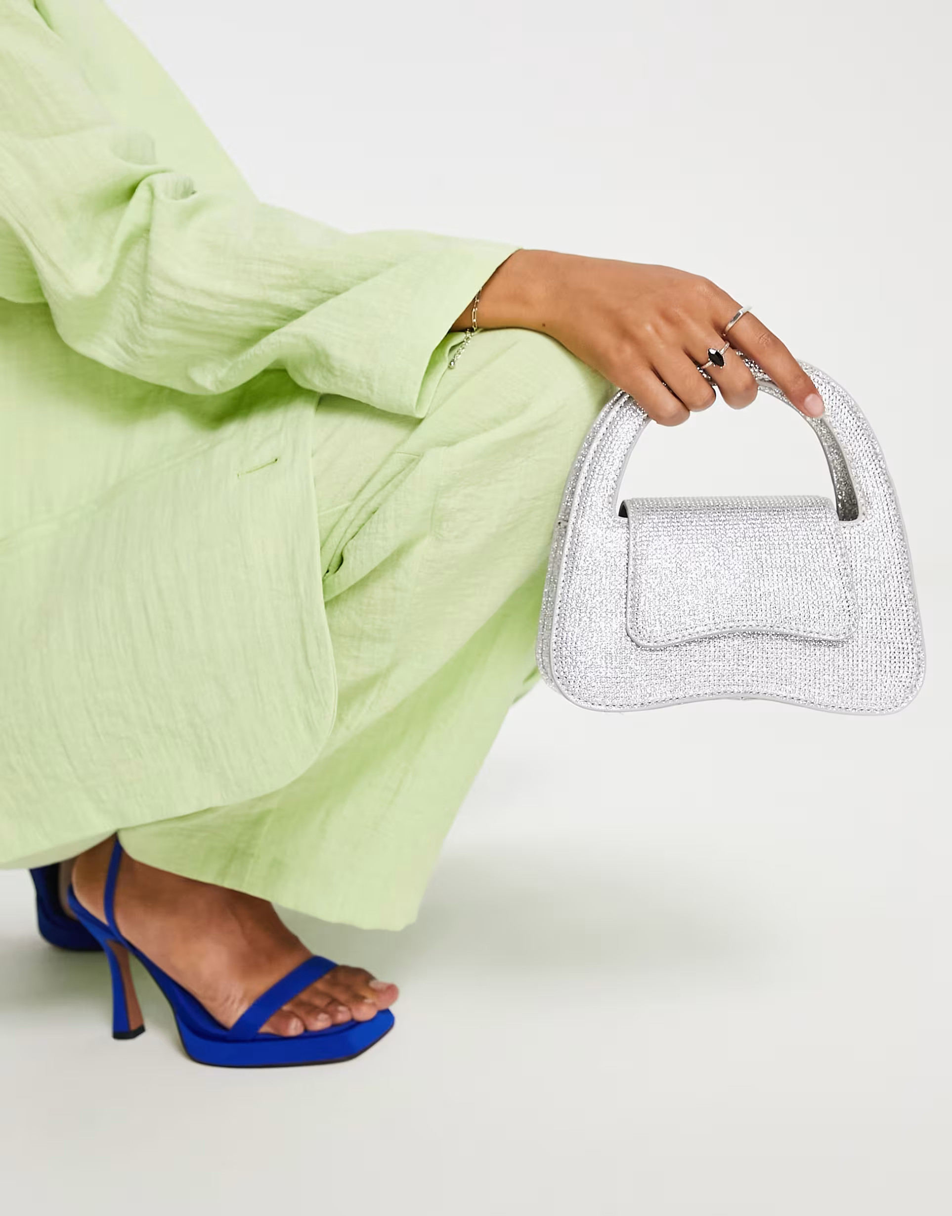 ASOS DESIGN curved clutch bag in diamante with detachable cross body strap | ASOS (Global)